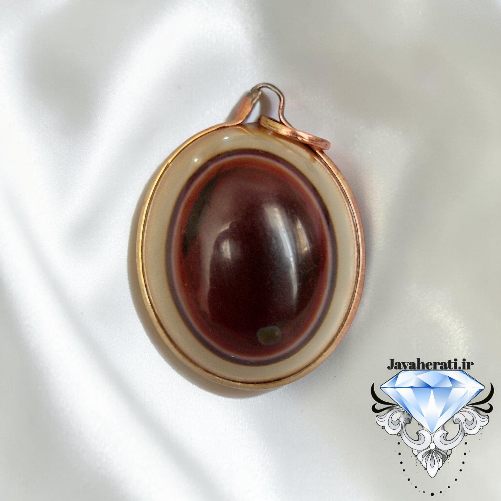 آویز عقیق سه پوست پرگاری فوق العاده زیبا A22