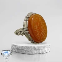 انگشتر عقیق پرتقالی معدنی حکاکی دستی