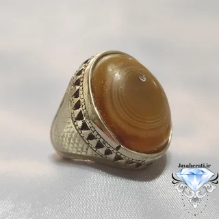 انگشتر عقیق باباقوری چشم گاوی پرگاری S126