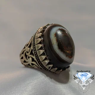 انگشتر مردانه عقیق سه پوست  مصور S130