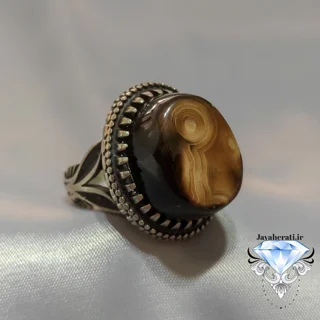 انگشترمردانه عقیق ملکی مصور S103