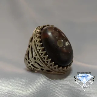انگشترمردانه عقیق ملکی لامه دار S107