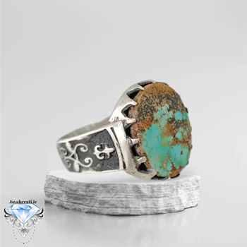 انگشترنقره مردانه فیروزه معدنی نیشابور