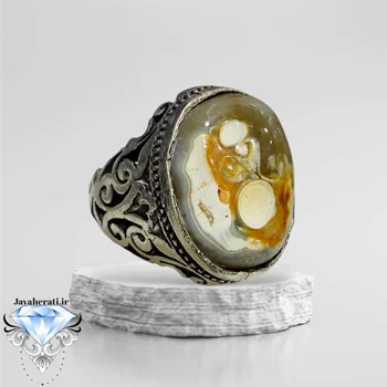 انگشتر عقیق سلیمانی مصور گربه فانتزی