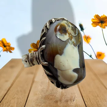 انگشتر عقیق سلیمانی مصور اصیل ومعدنی A37