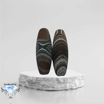 جفت لول عقیق داودی لامه دار پاتینی و کلکسیونی