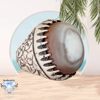 انگشتر عقیق دوپوست مصور و معدنی