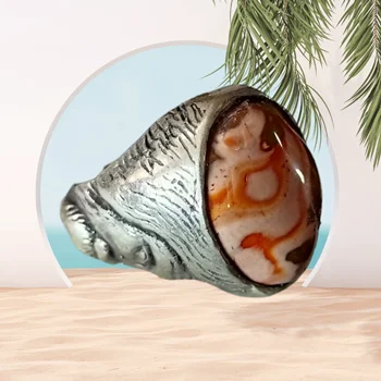 انگشتر عقیق سلیمانی ملکی مصور b7