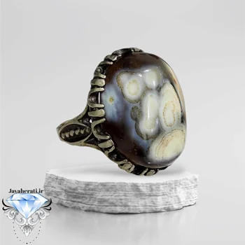 انگشتر عقیق جزع بحری طبیعی
