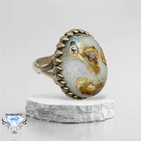 انگشتر مردانه عقیق سلیمانی مصور فوق العاده زیبا وبینظیر