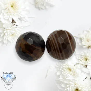 جفت مهره عقیق سلیمانی تراش کندویی