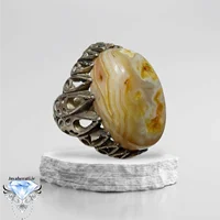 انگشتر مردانه عقیق سلیمانی بینظیر آداب دار و فعال