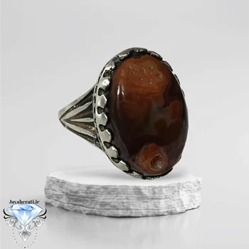 انگشتر مردانه عقیق سلیمانی تصویردار خوشرنگ وزیبا