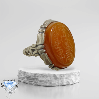 انگشتر عقیق پرتقالی معدنی حکاکی دستی