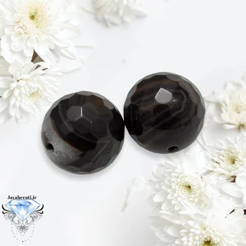 جفت مهره عقیق سلیمانی لامه طبیعی تراش کندویی