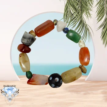 دستبند عقیق یمنی کهنه ومهره های قدیمی