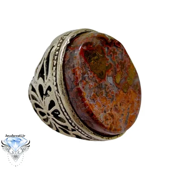 انگشتر عقیق شجر چندرنگ معدنی درشت وزیبا