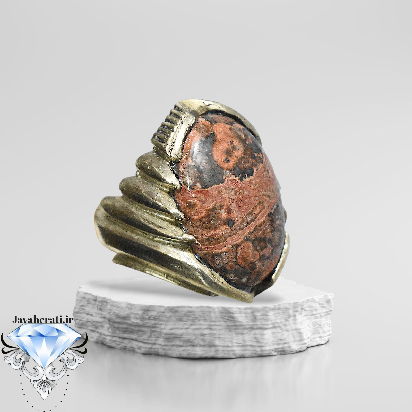 انگشترمردانه پاپی جاسپر معدنی