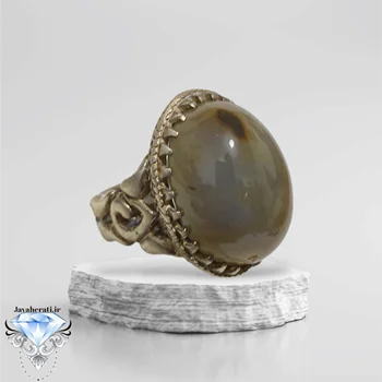 انگشتر عقیق کبود سلیمانی معدنی دامله تراش