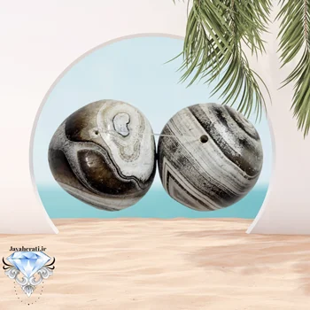 جفت مهره عقیق داودی معدنی خارق العاده وبینظیر