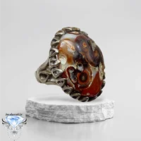 انگشتر مردانه عقیق سلطانی مصور معدنی آداب دار و فعال