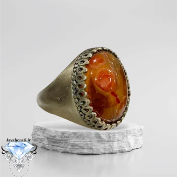 انگشتر عقیق سلیمانی لکه خونی طبیعی