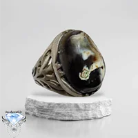 انگشتر عقیق جزع بحری مصور روحانیت دار وفعال