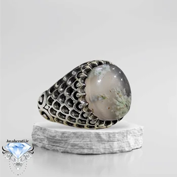 انگشترنقره عقیق شجر بهاری معدنی